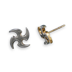 Throwing Star Design Two Tone Tungsten Studs