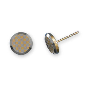Two Tone Checkerboard Design Tungsten Studs