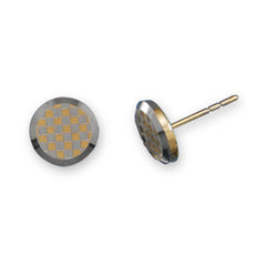 Two Tone Checkerboard Design Tungsten Studs