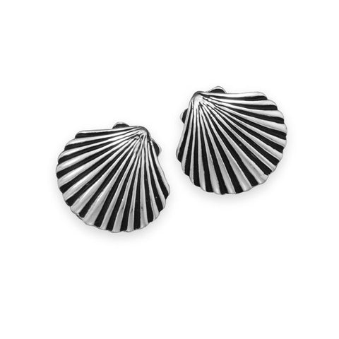 Oxidized Shell Clip On Fashion Earrings