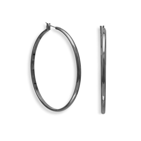Black Plated Brass Hoop Earrings