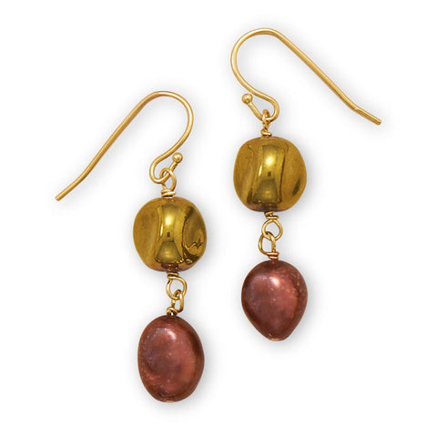 Cultured Freshwater Pearl and Glass Bead Fashion Earrings