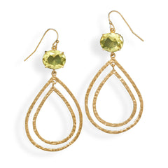 14 Karat Gold Plated Brass Earrings with Yellow CZ