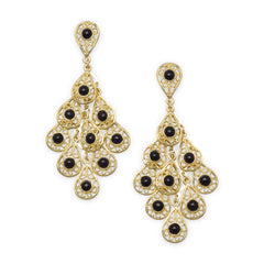 14 Karat Gold Plated Fashion Earrings with Simulated Black Onyx