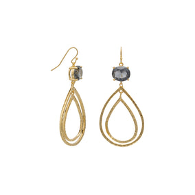 14 Karat Gold Plated Brass Earrings with Dusky Blue CZ