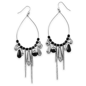 Pear Shape Drop Fashion Earrings with Black Beads