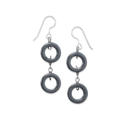 Plated Copper Earrings with Hematite Circle Drops