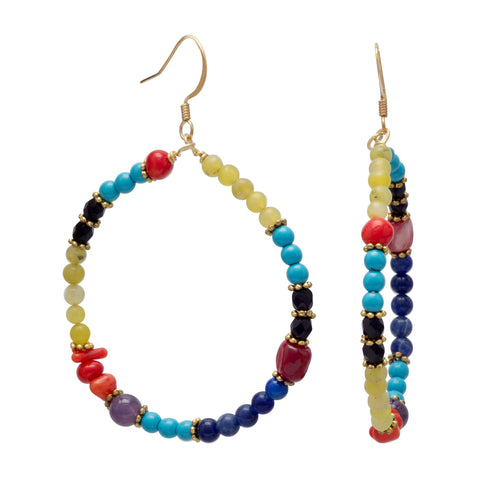 Multistone Fashion Wire Earrings