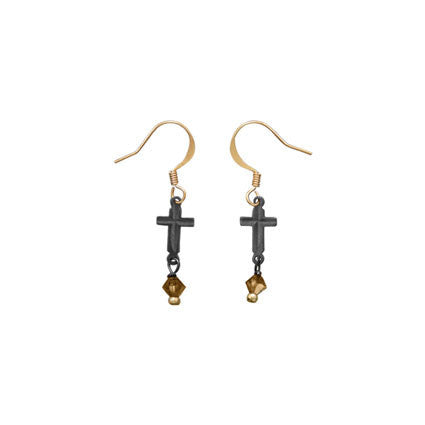 Two Tone Cross Fashion Earrings