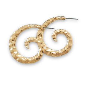 Hammered Gold Tone Coil Fashion Earrings