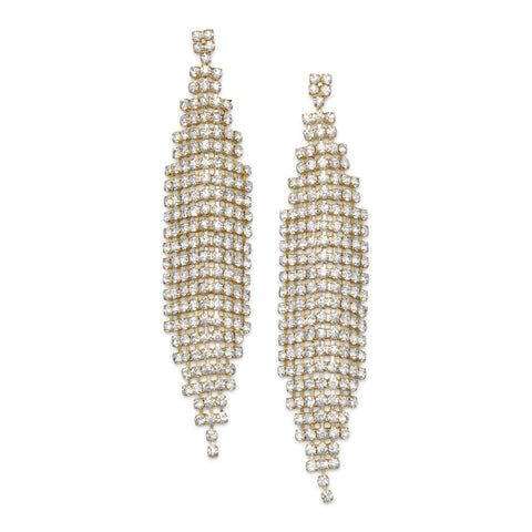 Stunning Gold Tone Drop Fashion Earrings with Crystal