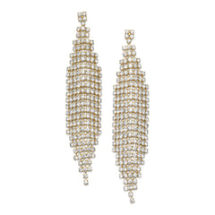 Stunning Gold Tone Drop Fashion Earrings with Crystal