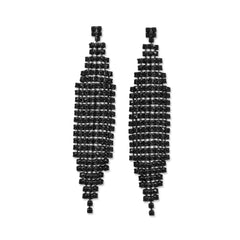 Stunning Black Plated Drop Fashion Earrings with Black Crystal