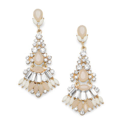 Elegant Crystal and Tan Acrylic Drop Fashion Earrings