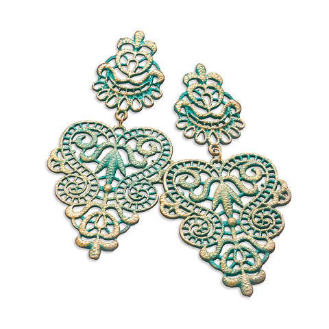 Ornate Antique Swirl Pattern Fashion Earrings