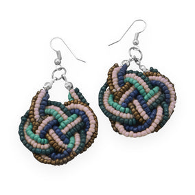 Braided Multicolor Bead Drop Fashion Earrings