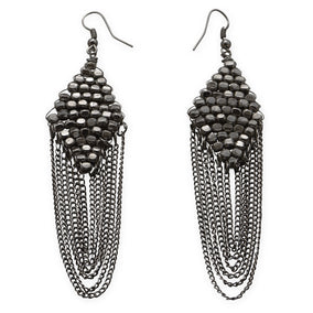 Black Plated Chain Drop Fashion Earrings