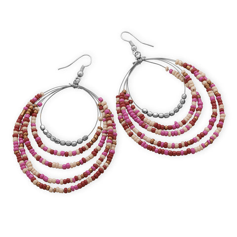 Five Row Pink Graduated Drop Fashion Earrings