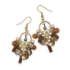 Tan Multibead Drop Fashion Earrings
