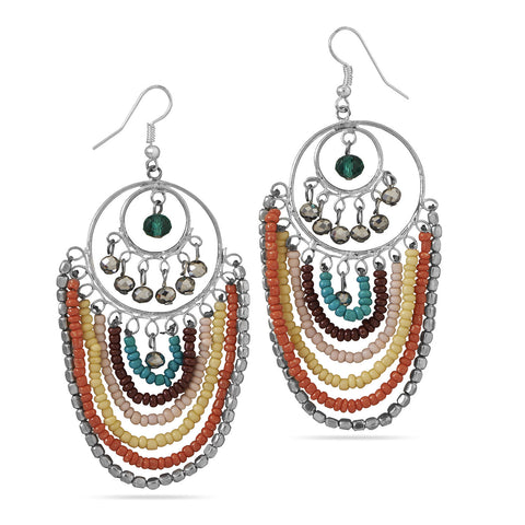 Multicolor Bead Drop Fashion Earrings