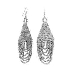 Silver Tone Beaded Drop Fashion Earrings