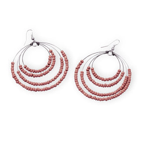 Graduated Peach Bead Fashion Earrings