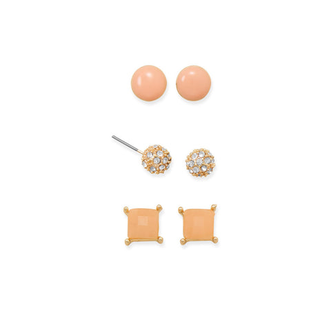 Trendy Trio of Peach Fashion Earrings