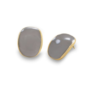 Oval Grey Epoxy Fashion Earrings