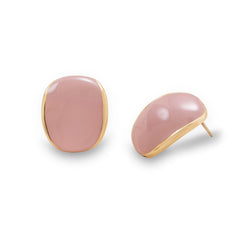 Oval Pink Epoxy Fashion Earrings