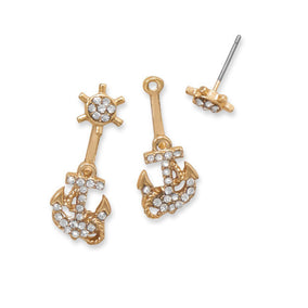 Gold Tone Nautical Theme Fashion Earrings