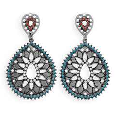 Oxidized Silver Tone Southwestern Fashion Earrings