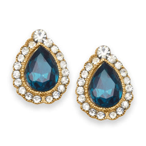 Elegant Fashion Earrings with Blue Glass and Crystal