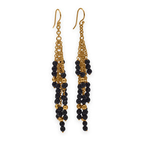 14 Karat Gold Plated Brass Earrings with Black Onyx