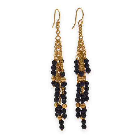 14 Karat Gold Plated Brass Earrings with Black Onyx
