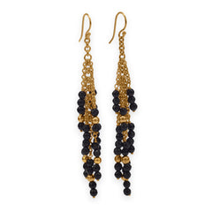 14 Karat Gold Plated Brass Earrings with Black Onyx