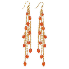 14 Karat Gold Plated Brass Shoulder Duster Earrings with Carnelian