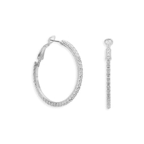 Silver Tone Crystal Fashion Hoop Earrings