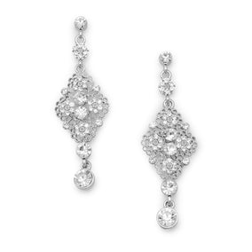 Vintage Silver Tone Crystal Fashion Earrings