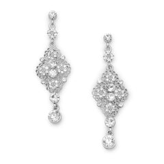 Vintage Silver Tone Crystal Fashion Earrings