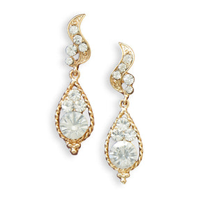 Vintage Crystal Gold Tone Twist Design Clip On Fashion Earrings