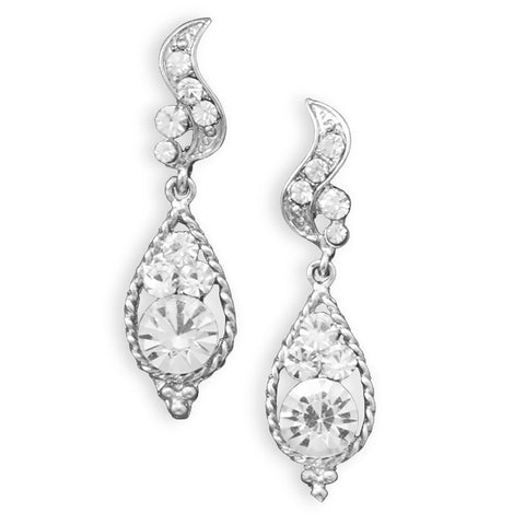 Vintage Crystal Silver Tone Twist Design Clip On Fashion Earrings