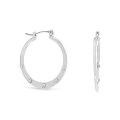 Silver Tone Fashion Hoops with Crystals