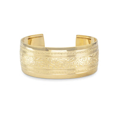 14 Karat Gold Plated Brass Floral Fashion Cuff Bracelet