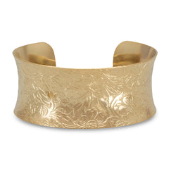 27.5mm 14 Karat Gold Plated Brass Floral Fashion Cuff Bracelet