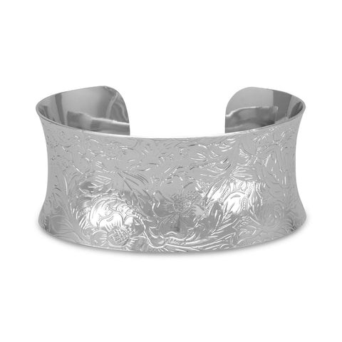 Plated Brass Floral Design Fashion Cuff Bracelet