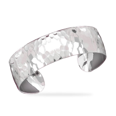 Plated Brass Hammered Domed Fashion Cuff Bracelet