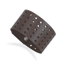 Wide Brown Leather Bracelet with Holes