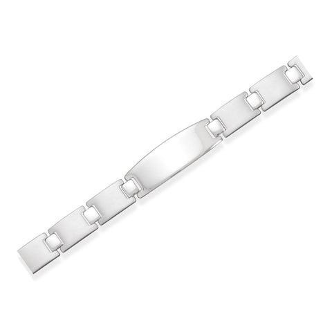8" Brushed Stainless Steel Link Bracelet with Polished ID Plate