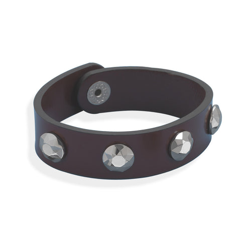 8" Leather Bracelet with Tungsten Carbide Studs