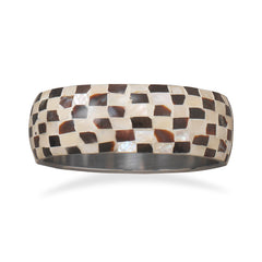 White and Mosaic Blacktab Shell Fashion Bangle